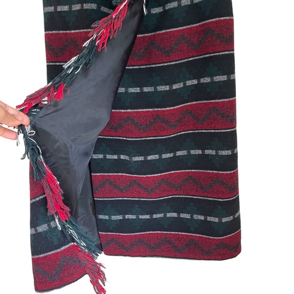 Vintage Southwest  Pattern Wrap Wool Blend Midi Skirt with Fringe Size: 10 - Picture 4 of 9